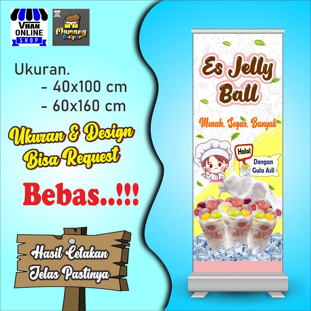 Spanduk, Banner, Mmt Es Jelly Ball, Es Buah Jelly Ball, Viral
