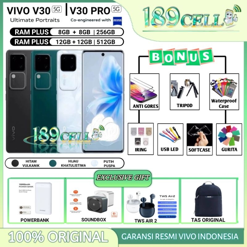 VIVO V30 5G 8/256 GB | VIVO V30 PRO 5G 12/512 | VIVO V 30 5G 12/512 GB GARANSI RESMI VIVO