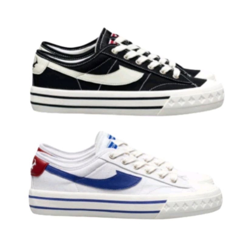 Sepatu Compas Retro Grade Black/White White/Blue Low Original