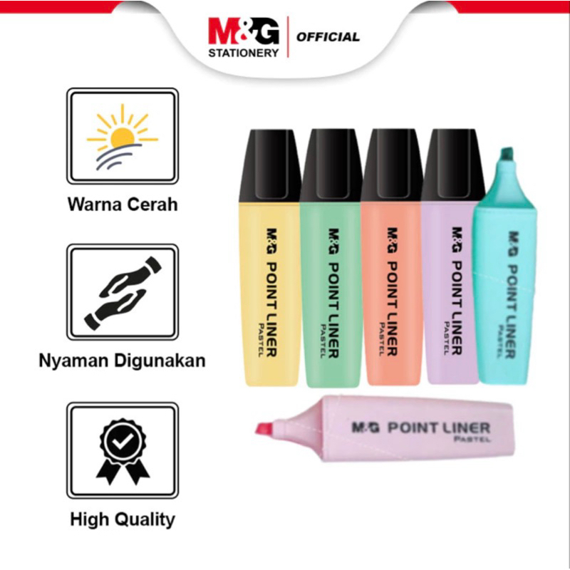 

M&G Double Sided Highlighter Marker Spidol Warna Unik Cerah Stabilo / Scented Highlighter Pastel / Highlighter Penanda Buku Gagang Karet Non Slip