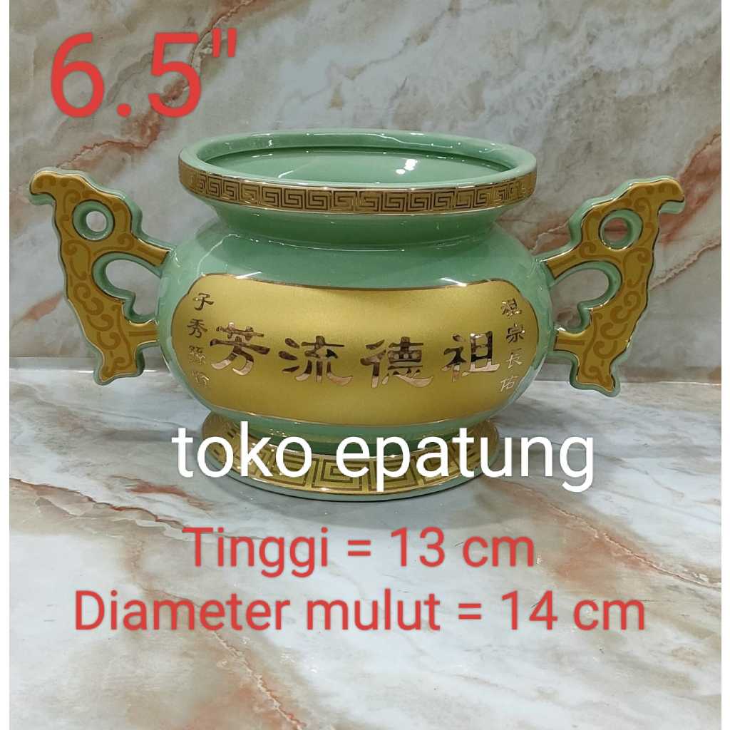 hio lo / hiolo leluhur / hiolo co sien - keramik - 6.5 inch - hijau