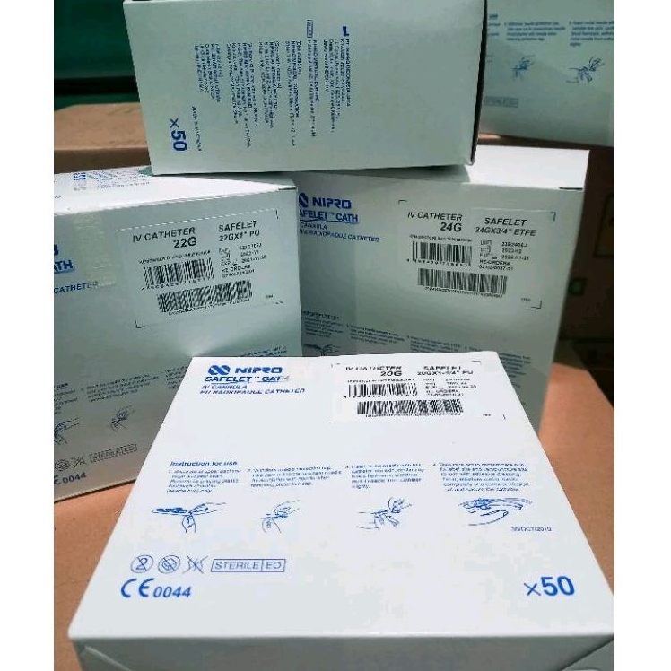IV Cateter I.V Catheter Safelet Nipro 18G 20G 22G 24G Nipro Box