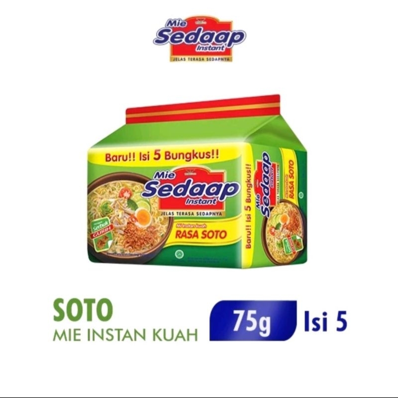 

SEDAAP MIE KUAH RASA SOTO ISI 5 BUNGKUS X75 GR