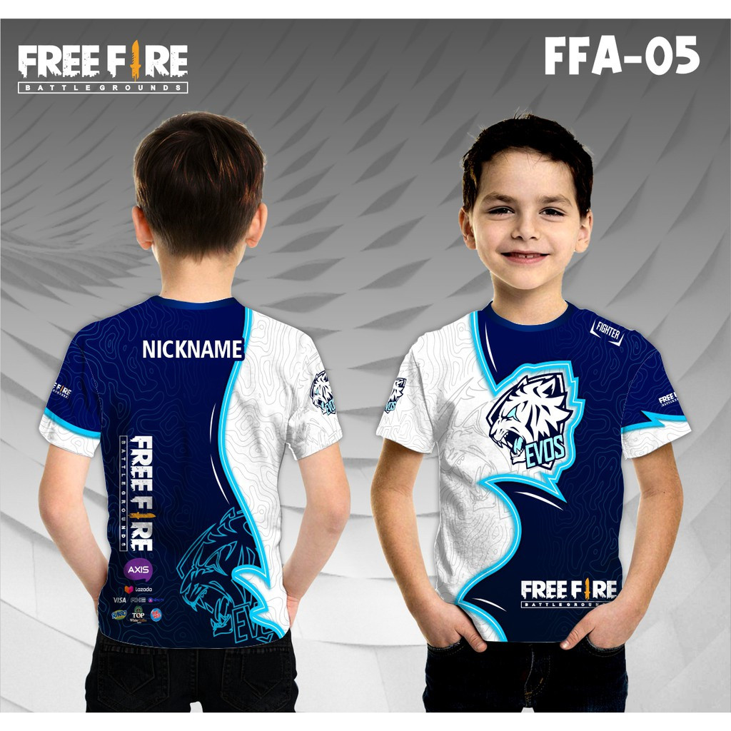 Jersey e sport anak free fire evos baju game kaos gamer ff free custom nama