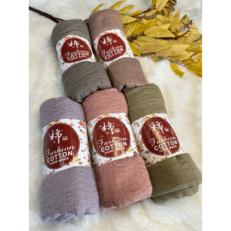 (COD)Pashmina crinkle polos murah/pashmina lecek/kerudung crinkle premium/hijab crinkle shawl