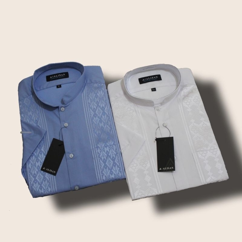 BAJU KOKO ALISAN BORDIR - BAJU PRIA DEWASA - LENGAN PENDEK - 100% ORIGINAL
