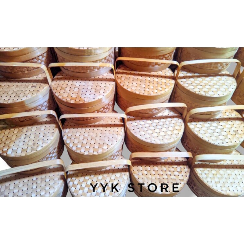 Rantang Bambu dia 25cm / Rantang Bambu 1 susun / Rantang Hampers / Rantang Bambu Grosir Murah