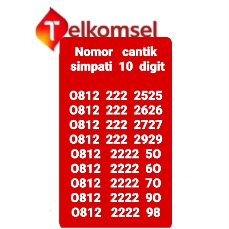 NOMOR SIMPATI 10 DIGIT PRABAYAR CANTIK 0812222