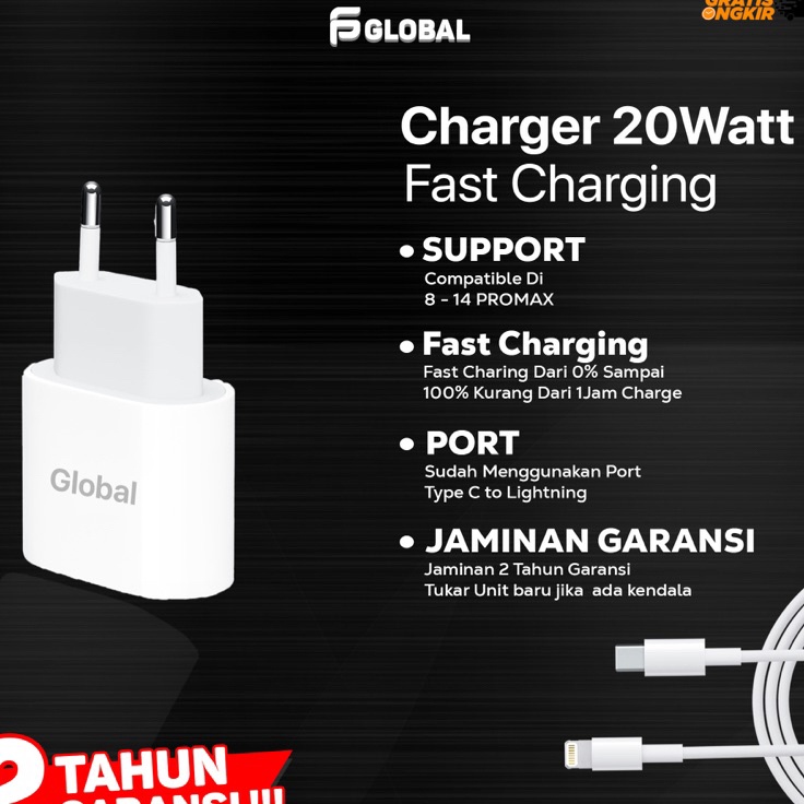 Best Terlaris LEz GARANSI 2 TAHUN CHARGER IPHNE 2w FAST CHARGING 1 SET ADAPTOR DAN KABEL by PstoreGl
