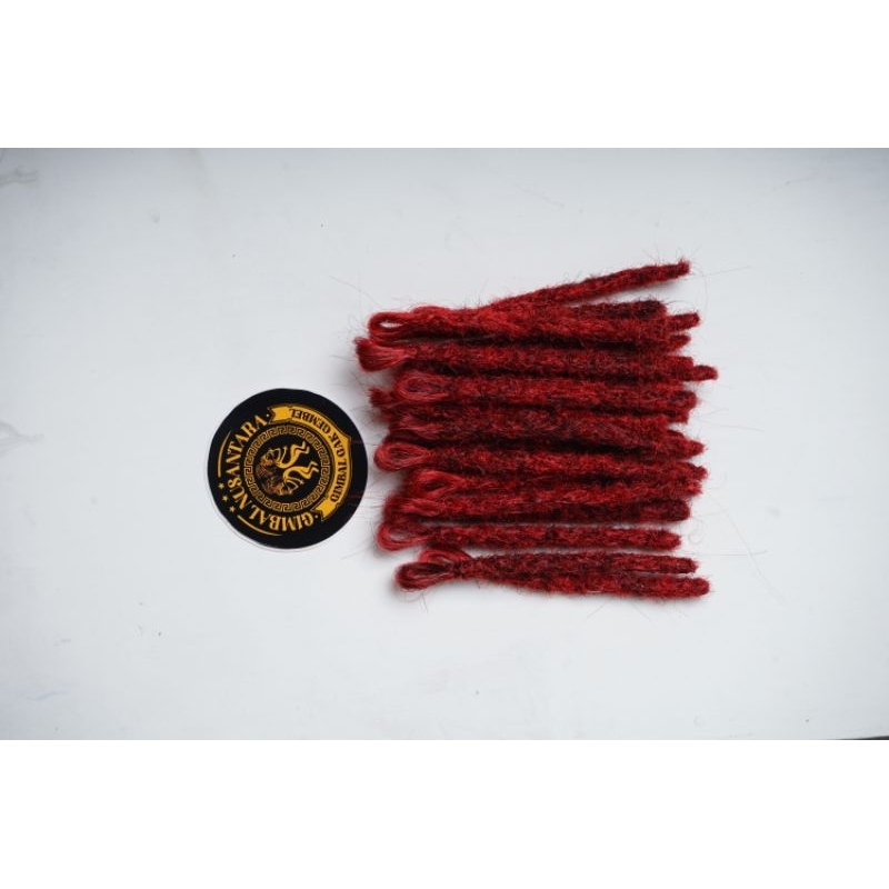 Sambungan Rambut Gimbal Sintetis Warna Merah Panjang 10 Cm