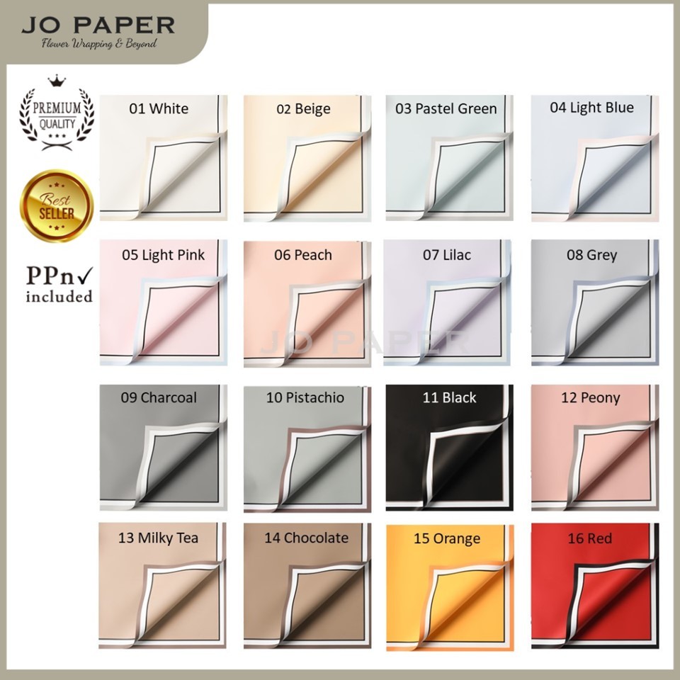 

[5 LEMBAR] Flower Wrapping Paper Varian List Bi Color Frame Kertas Buket Bunga Florist Kertas Kado