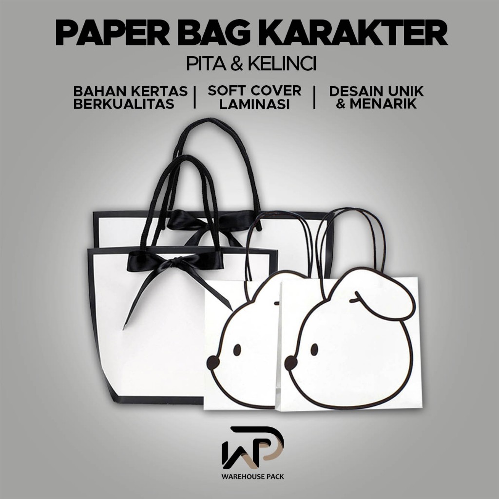 

PaperBag Hitam putih | Tas Kado Putih Pita | Tas Gift Souvenir | Paper Bag Putih Winnie The Pooh