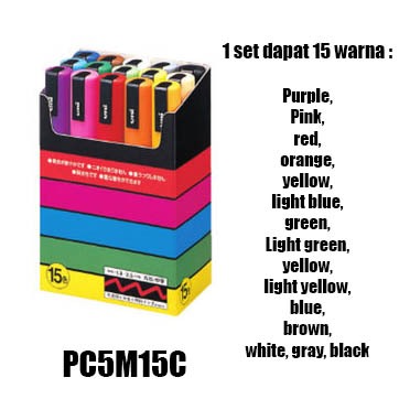 

UNI POSCA PC5M15C Paint Marker set isi 15pcs