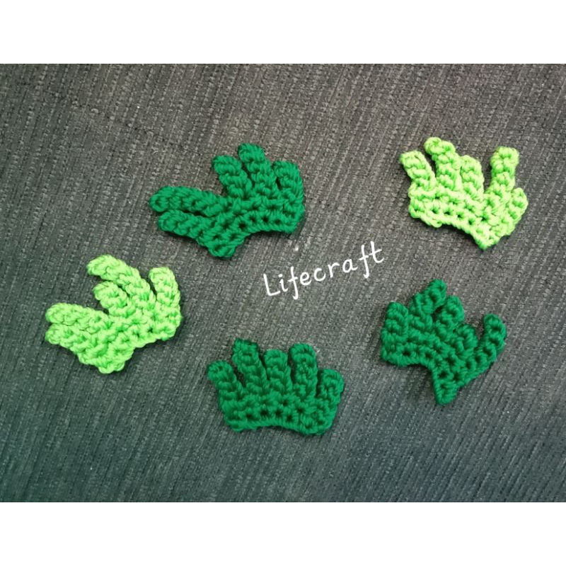 Aplikasi Rajut Batu Rumput hiasan tempel rajut