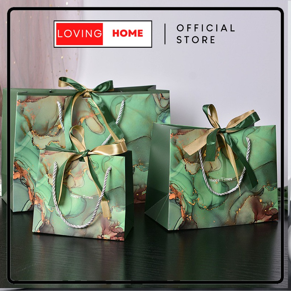 

LOVING HOME - Paper Bag Kantong Marble Premium Paper Bag Marmeh Hijau Bingkisan Sovenir