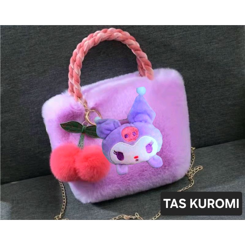 tas kuromi/tas sanrio/tas cewek kuromi/tas wanita kuromi/tas cewek bulu/tas wanita bulu/tas wibu/tas