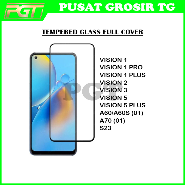 TEMPERED GLASS FULL COVER ITEL VISION 1 1PRO 1PLUS 2 3 5 5PLUS A60 A60S A70 P40 P55 5G P55 NFC S23