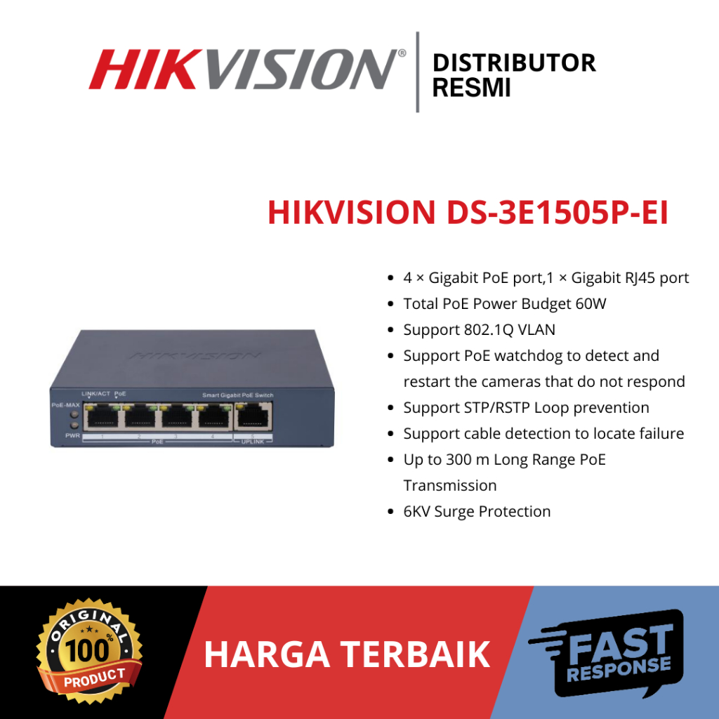 SWITCH HIKVISION DS-3E1505P-EI