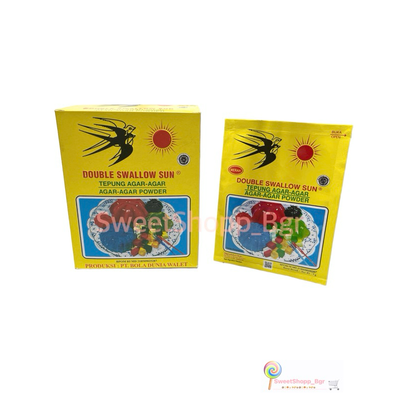 

Agar-Agar Double Swallow Sun Semua Rasa 1 Sachet (isi 7 Gr)