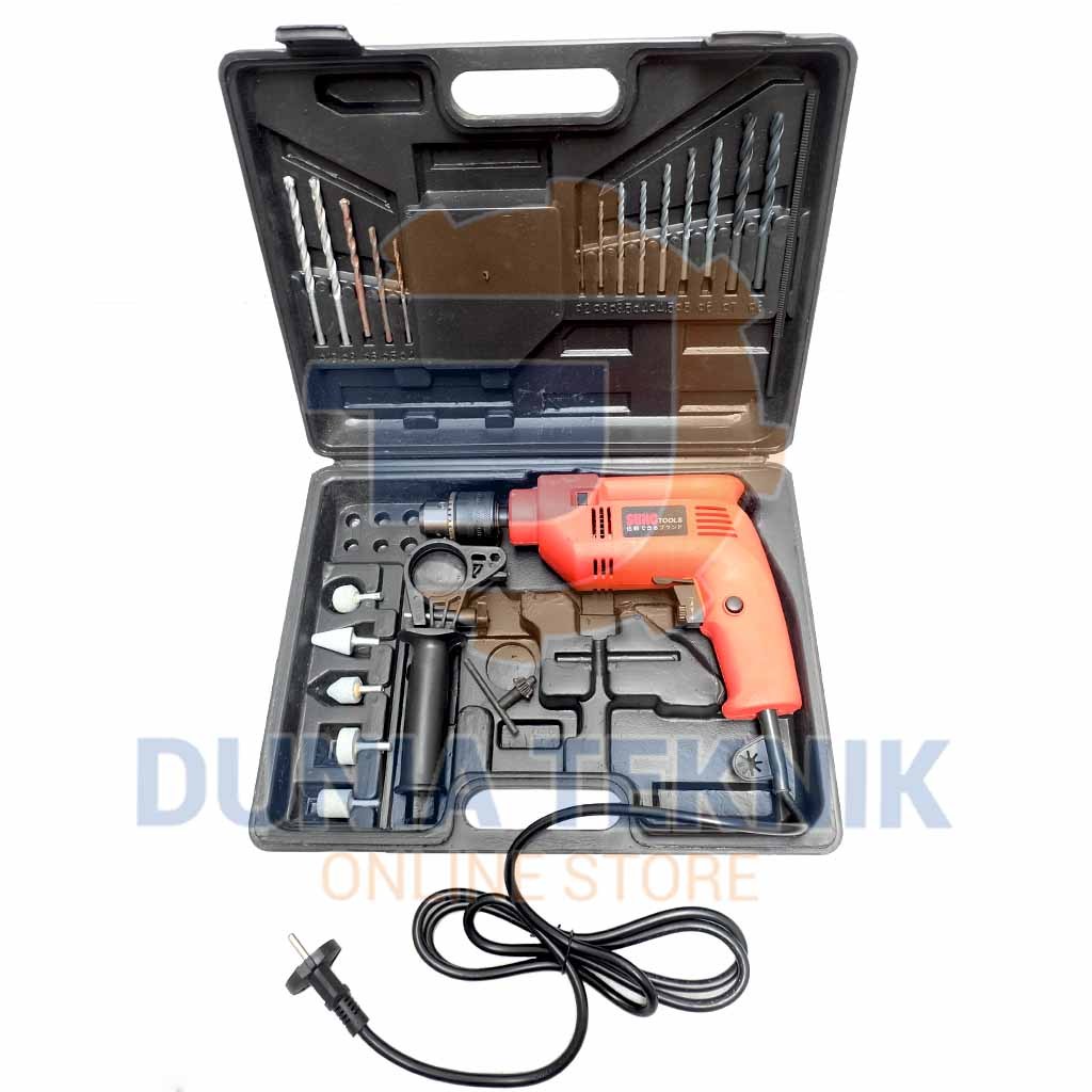 Mesin Bor Listrik Set SUNC 13mm Impact Drill Box Set Komplit Box