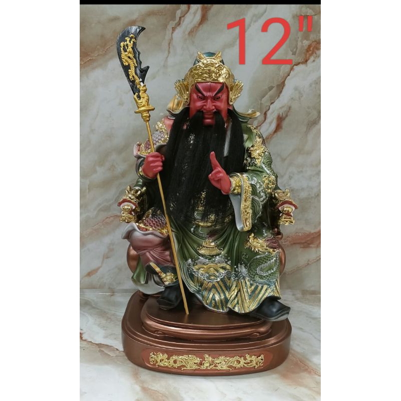 patung dewa kwan kung/ kwan kong - 12inch fiber - 2 jari (l2)