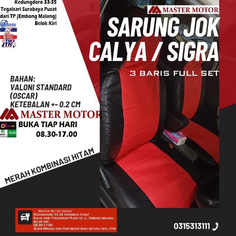 SARUNG JOK SIGRA / CALYA FULL SET 3 BARIS bahan VALONI TIPIS Standar Oscar Merah Kombi Hitam / Abu t