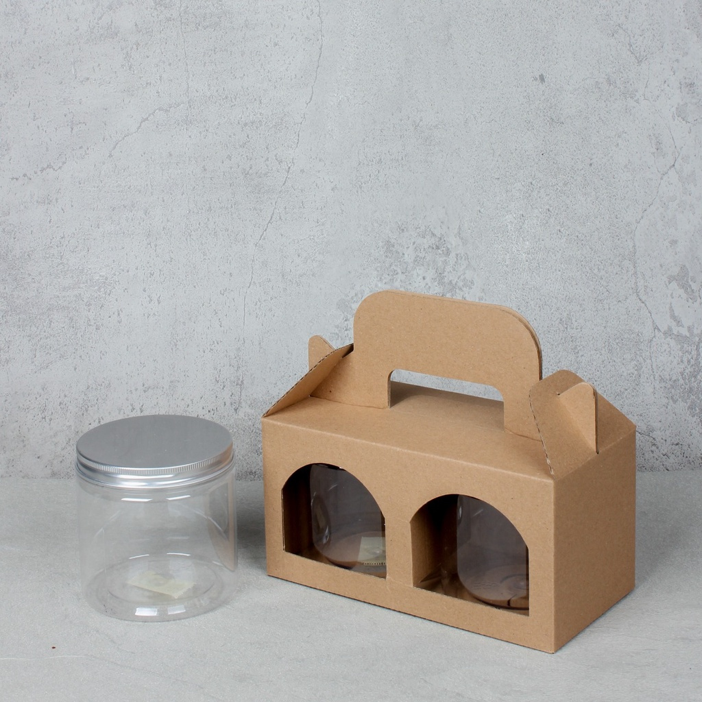 

( 10 pcs ) Box Jinjing Toples Kuker 400ml isi 2 Kardus Tenteng Kue Kering Packaging Hampers Coklat Polos