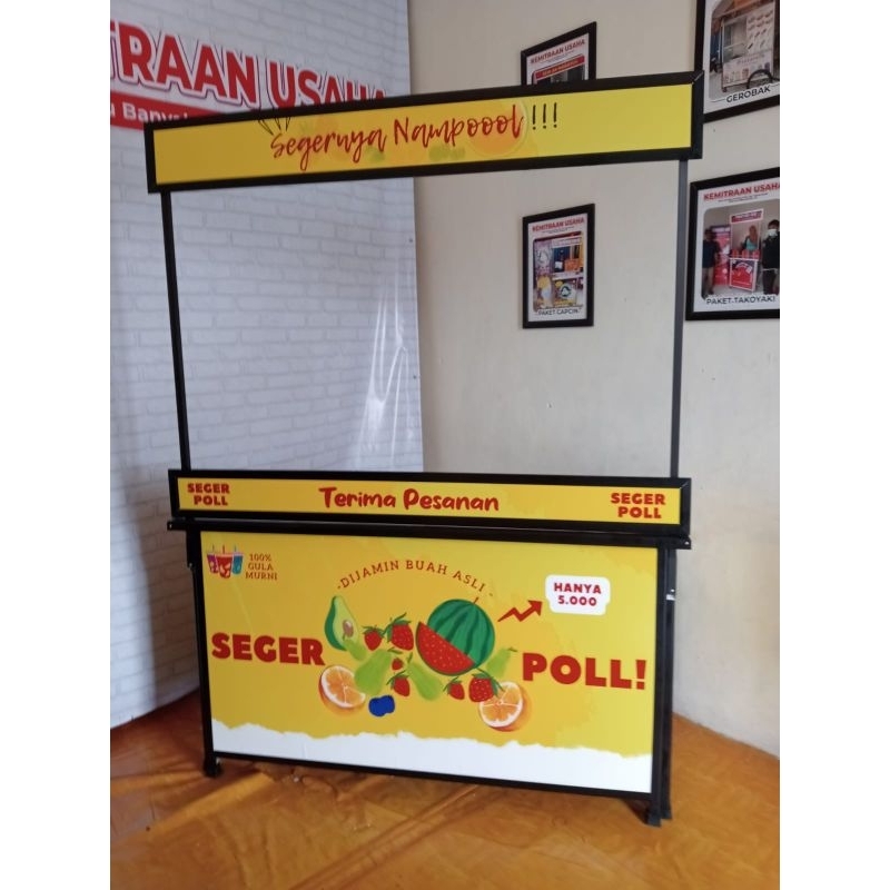 Booth Portable 1,5 Meter cocok untuk jualan es buah seger viral kekinian es aquarium