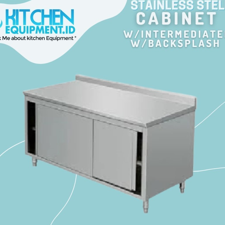 

S/S Worktable Cabinet w/intermediate w /Sliding Door w/BS/Cabinet