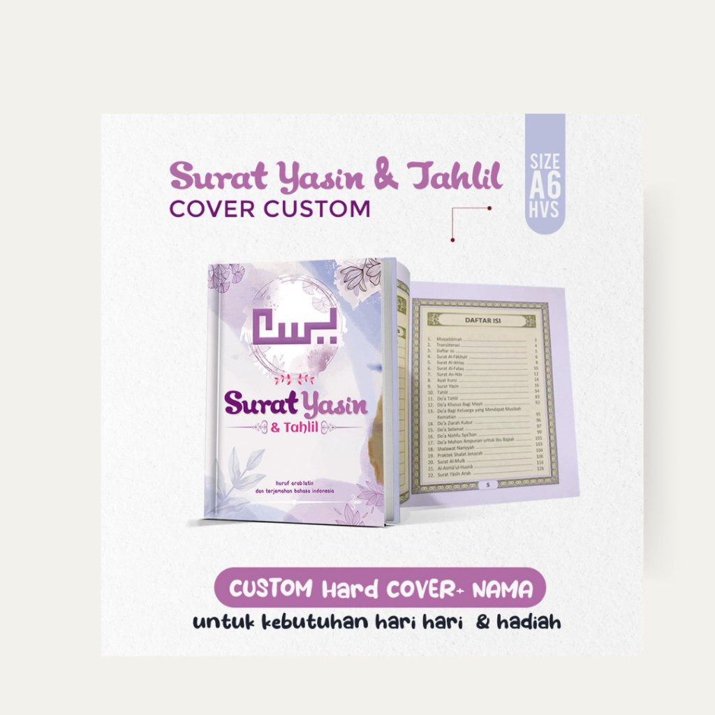 Buku Surat Yasin Tahlil & Doa + Custom Soft Cover - Nama , Untuk Kebutuhan sehari-Hari dan Ziarah va