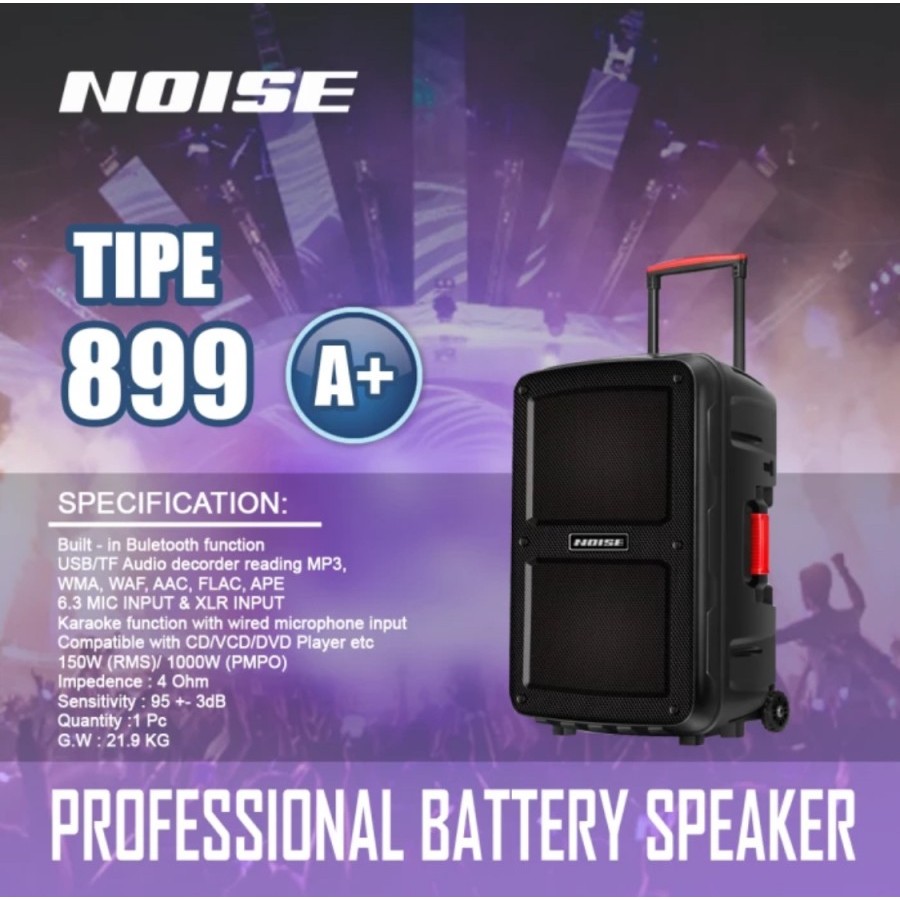 SPEAKER PORTABLE NOISE 899 A+ / 899A+ / 899-A+ 15 INCH BLUETOOTH USB