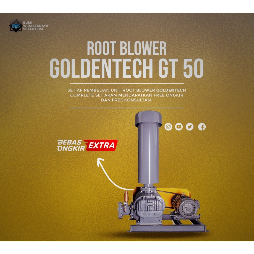 Root Blower Goldentech GT 065 10Hp Aerasi Tambak Nila Ipal Longtech