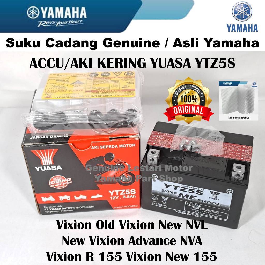 Accu Aki Kering Ytz5s Asli Yuasa All New Vixion Old NVL Advance NVA R 155