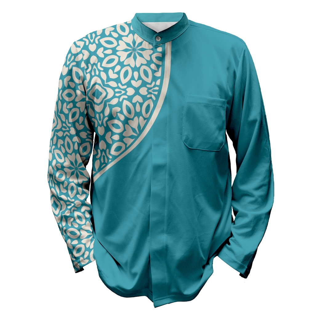 Baju Koko Jersey Muslim Seamtries Biru Tosca Dewasa Lengan Panjang Pendek Custom Full Print