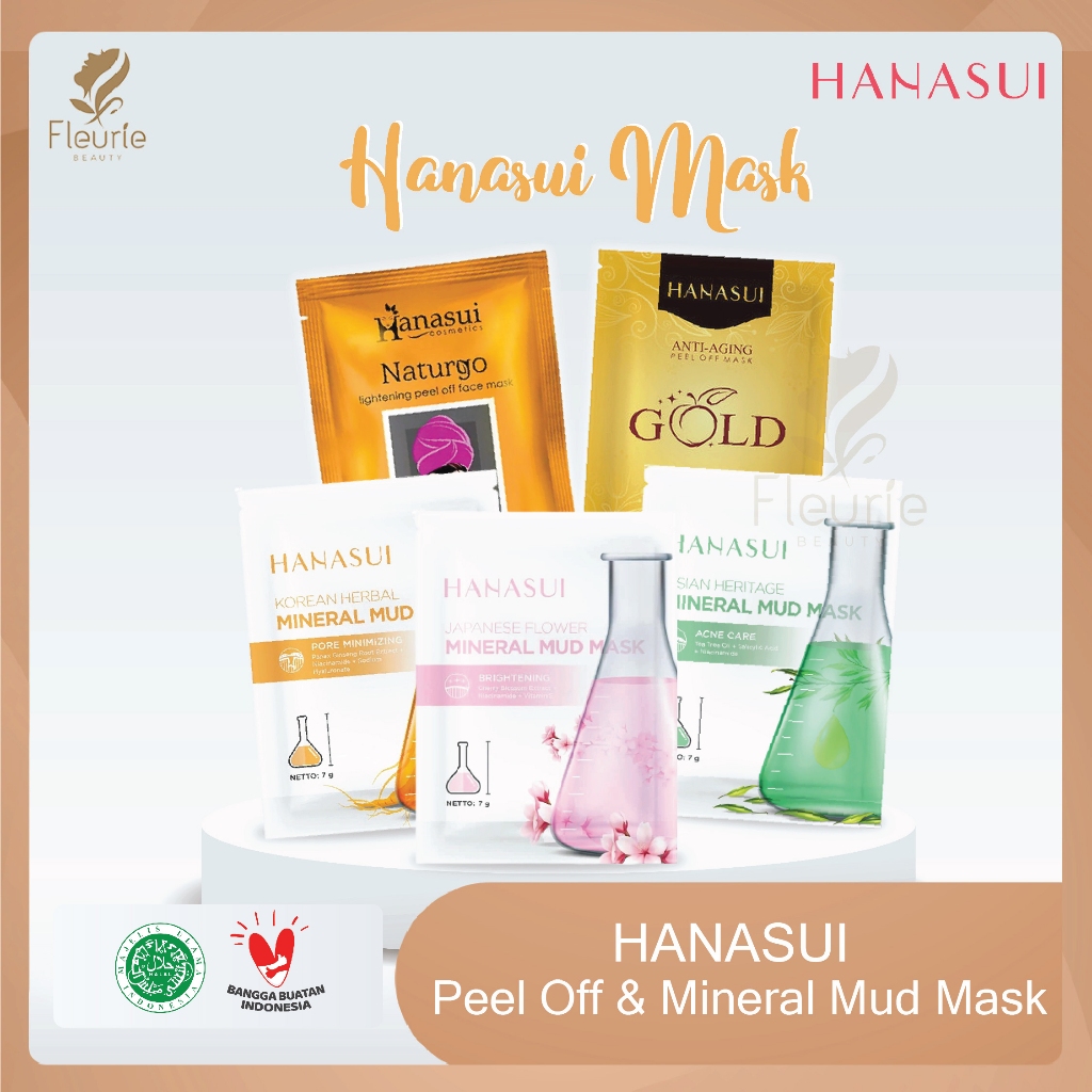 HANASUI Naturgo Peel Off Mask 10gr / Mineral Mud Mask 7gr - Masker Lumpur Komedo Halal