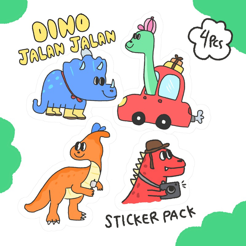 

groll.ce-Dino Jalan-jalan sticker pack