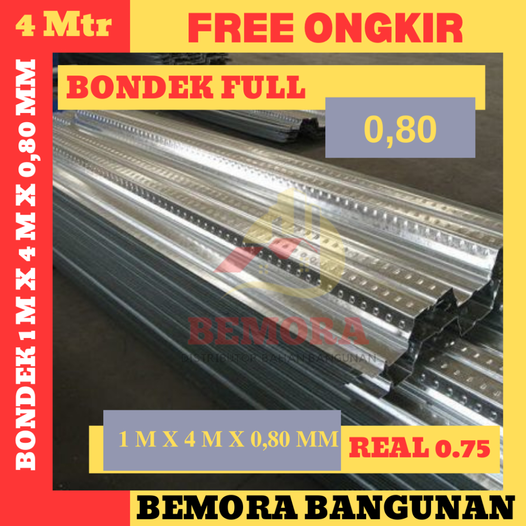 Bondek 0.80 mm full 4 meter real 0.75 (Harga Grosir & Free Ongkir)