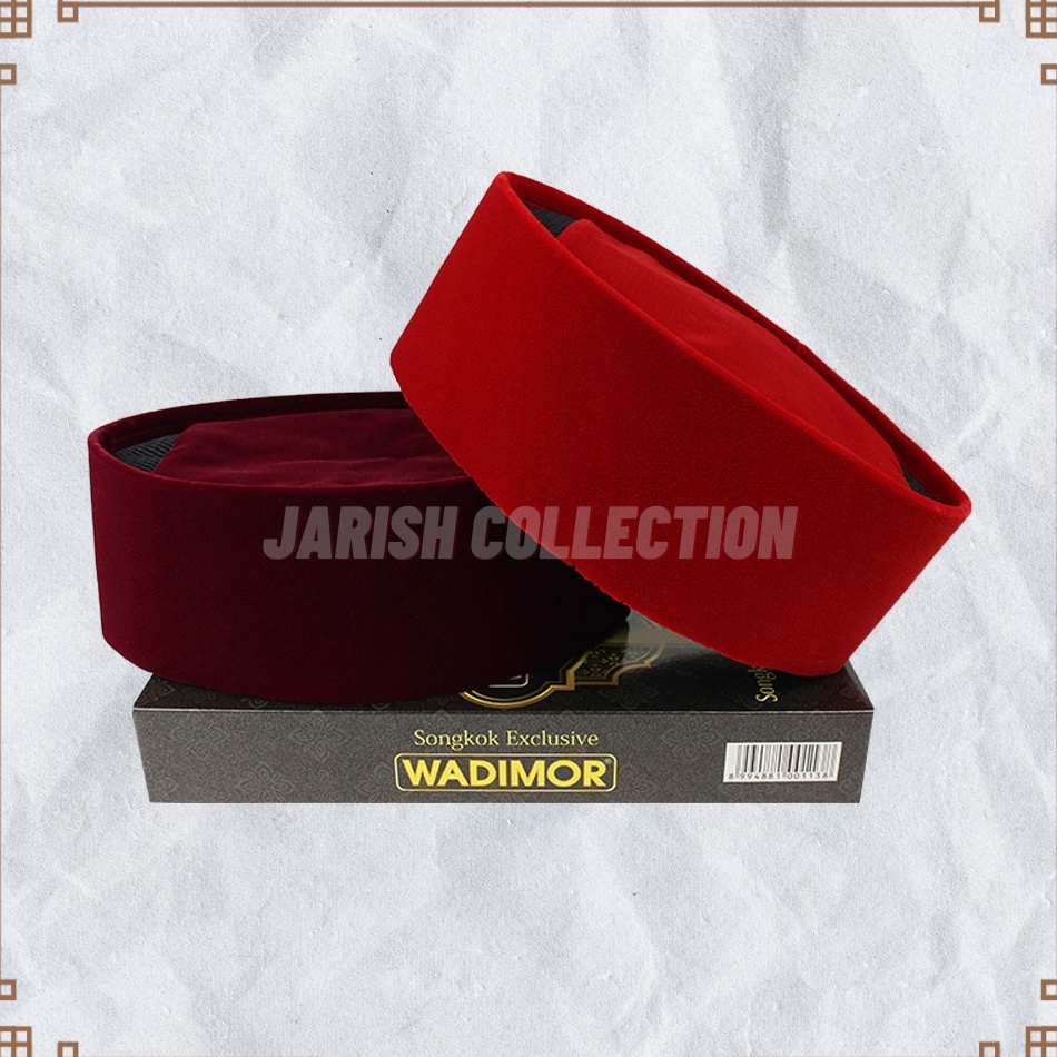 LANGSUNG ATC Songkok WADIMOR AC ORIGINAL Maroon Merah Hijau Tinggi 9 Polos Kopeah Sholat Beludru Pig