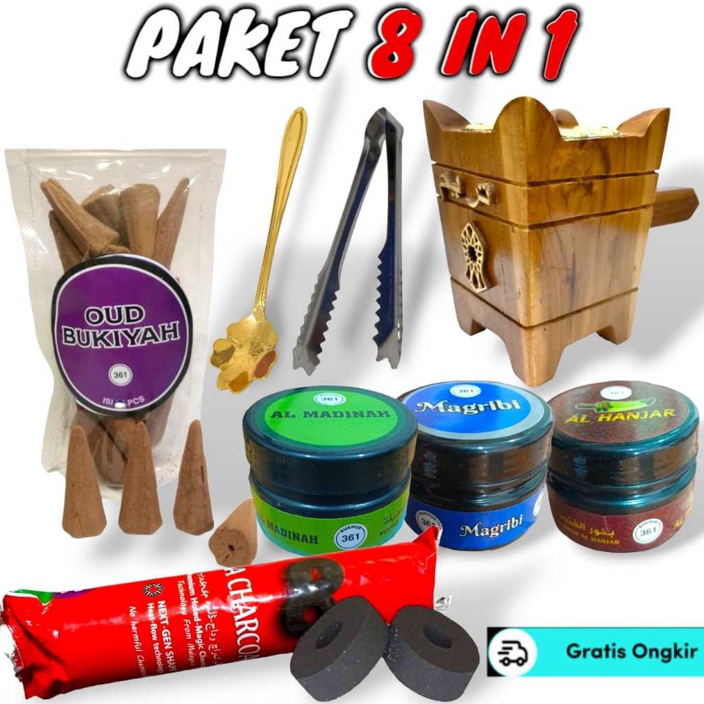 MALL paket 8in1 bukhur 361 dupa wangi arang magic mabkhara jati wewangian aromaterapi pengharum ruan