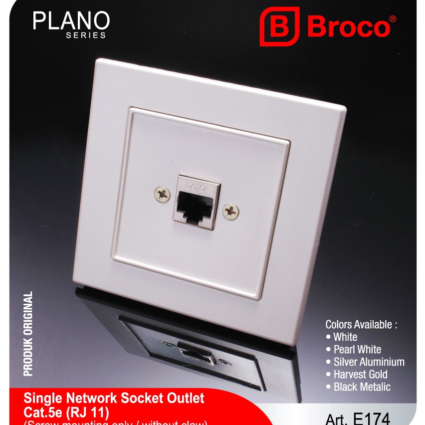 di BROCO PLANO SOCKET SINGEL DATA NETWORK RJ45 CAT5e