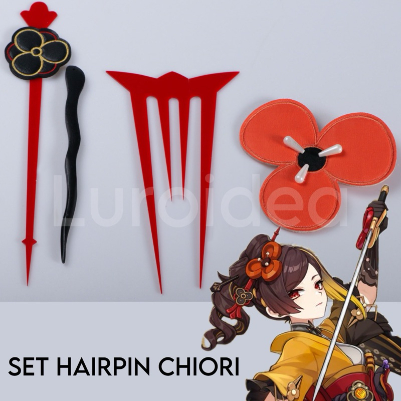 Satu Set Jepit Rambut Chiori Genshin Impact Cosplay