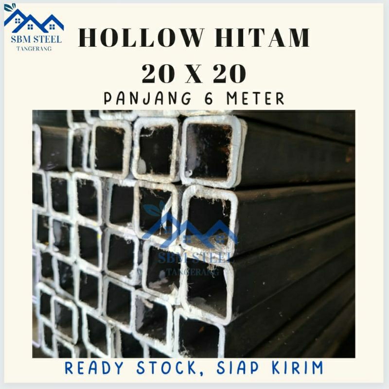 Besi Hollow Hitam 20x20 Tebal 1,2mm Panjang 6 Meter
