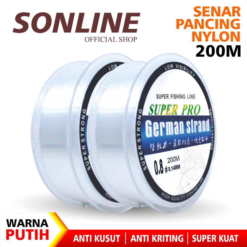 SONLINE Tali Pancing Germany Fishing Line 200m  Pancing Invisible Bahan Nilon Tahan Lama Panjang