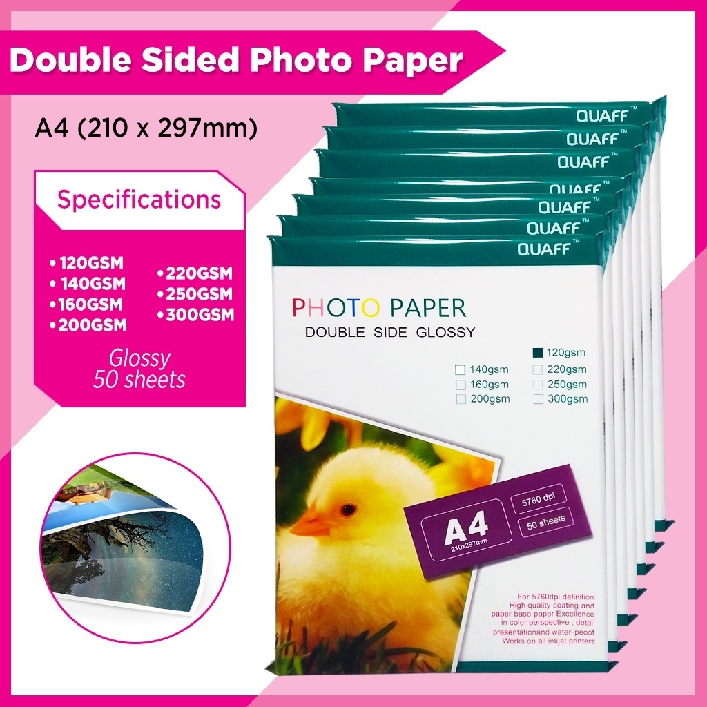 

Cetak Art Paper Art Paper Kertas Foto Glossy Dua Sisi Quaff Ukuran A4 120gsm - 300gsm Paket 50 Lembar Kertas Seni
