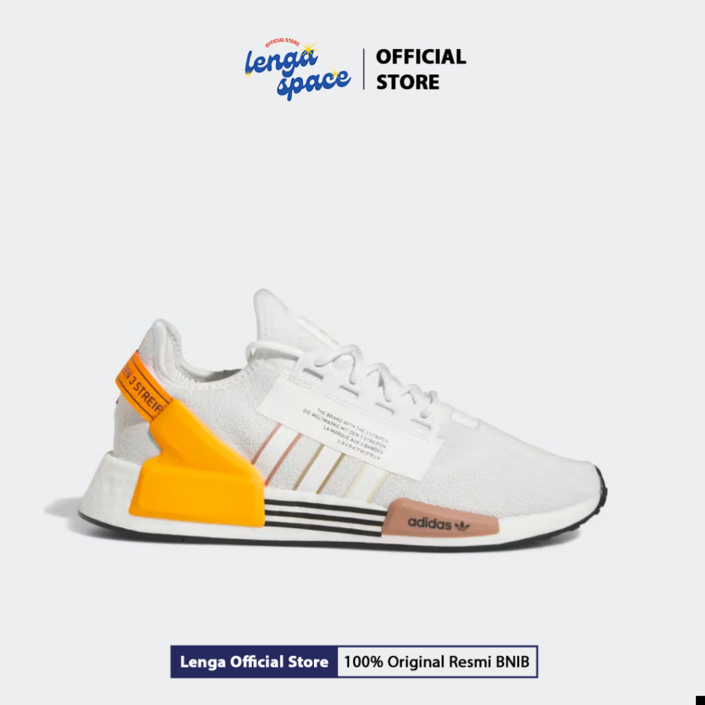 Sepatu Tennis Adidas NMD_R1 V2 White Bright Orange (IE2342) ORIGINAL