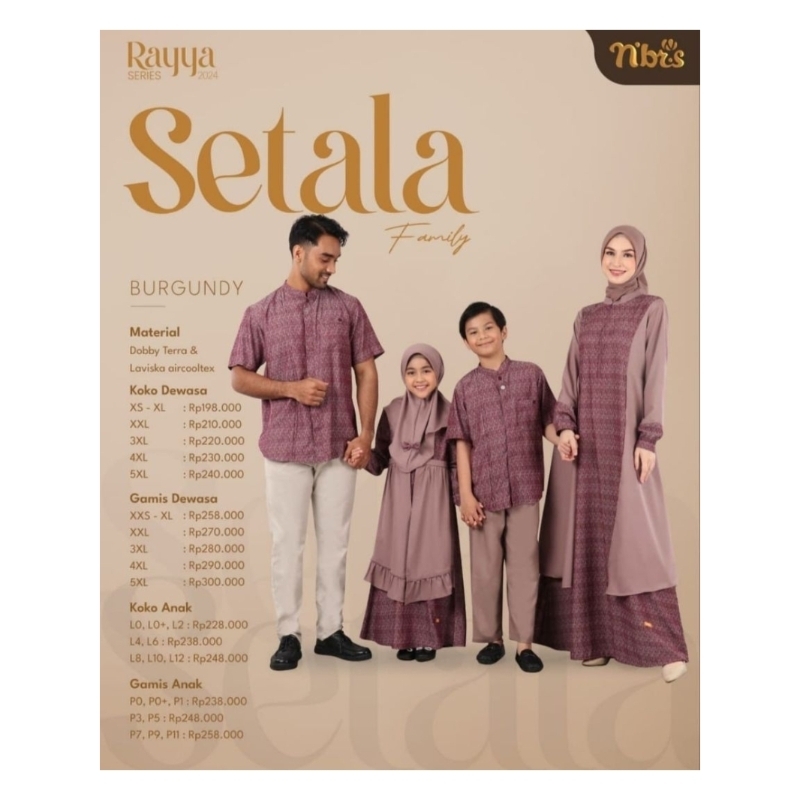 NIBRAS SETALA  BURGUNDY RAYYA SERIES  SARIMBIT KELUARGA NIBRAS / COUPLE KELUARGA NIBRAS