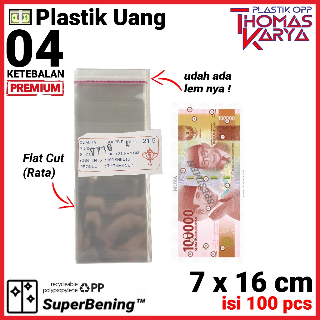 Plastik OPP Uang Buket 7x16 isi 100 Lembar Kantong Money Bouquet Cake Tarik