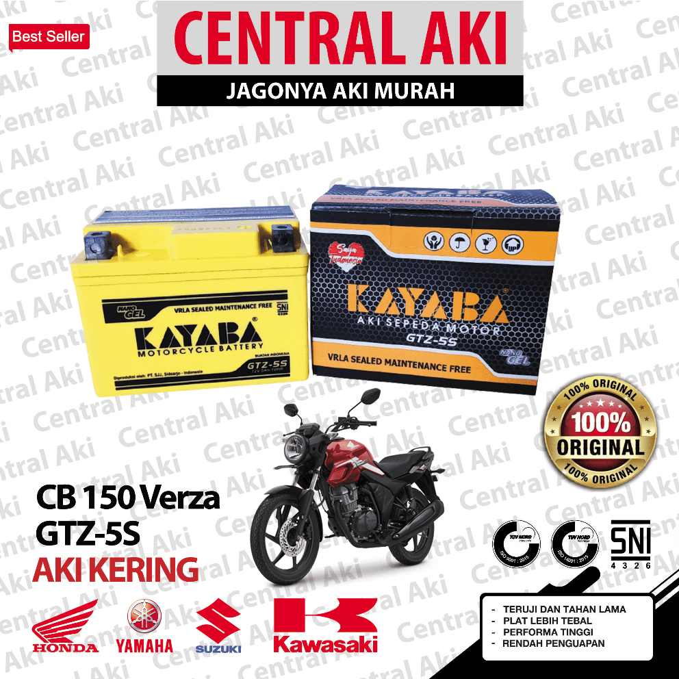 Aki Motor CB150 Verza KAYABA GTZ5S Aki Kering