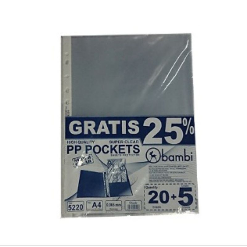 

Pp Pocket A4 5220 Bambi (Isi 20 + 5)