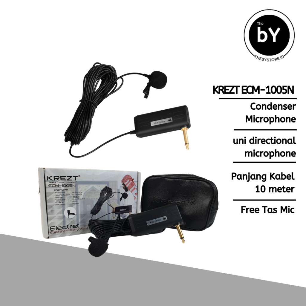 Microphone Clip On Kabel KREZT ECM-1005N | Mic Jepit Imam Masjid